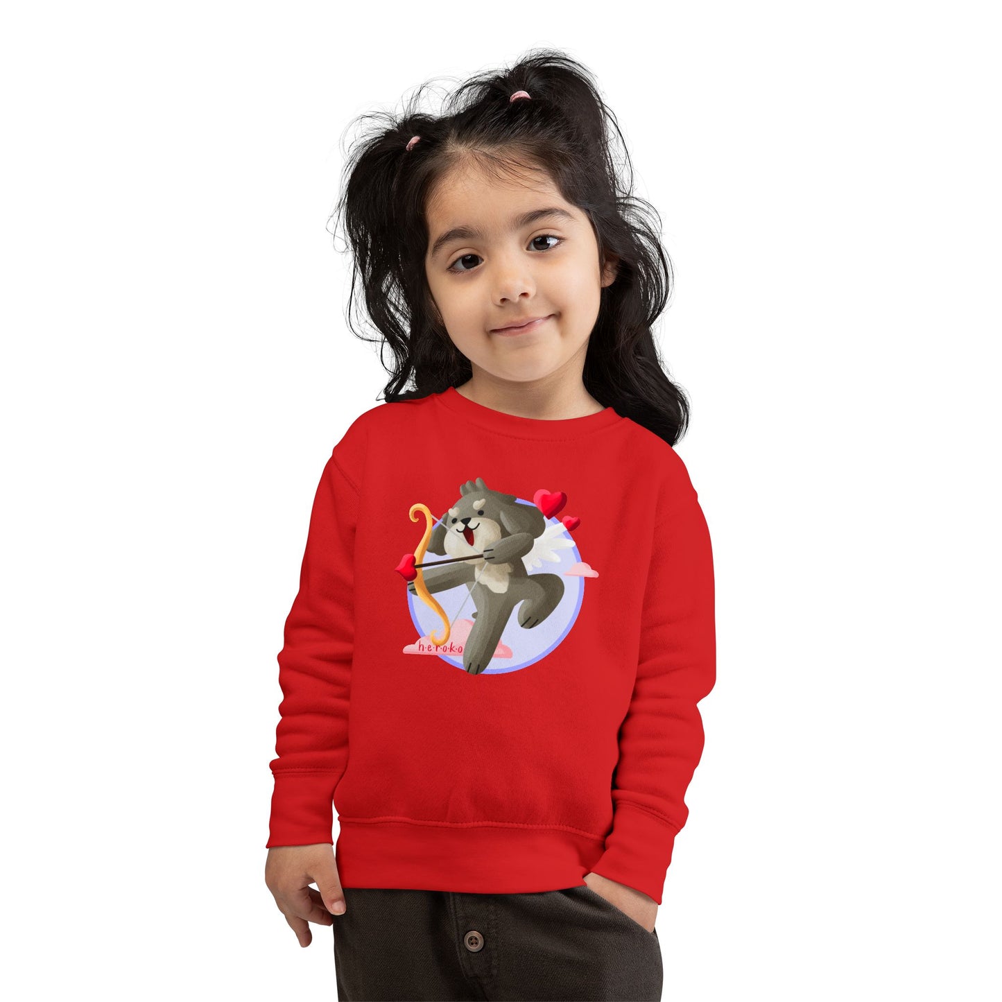 Toddler Sweatshirt  - Cute Dog Valentine's Day Design