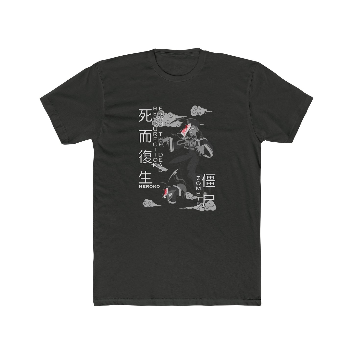Spooky Unisex Tee, Chinese Ancient Zombies B&W Design