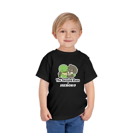 Toddler Tee — Cute "The Second Race" Cartoon Turtle & Puppy Graphic