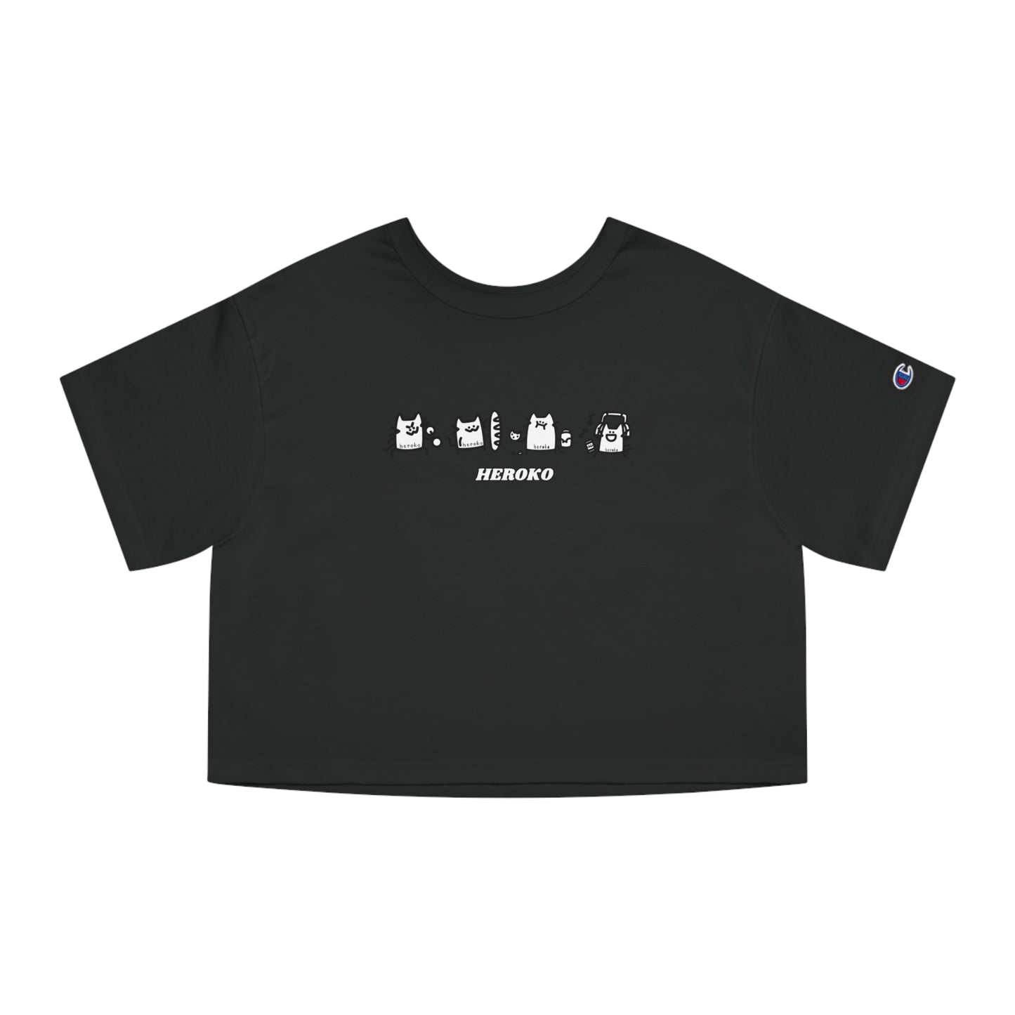 Women's Champion SMALL CUTE CATS Cropped T-Shirt