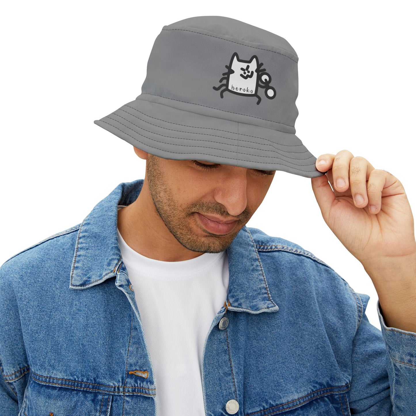 DUMBBELL CAT GREY Bucket Hat