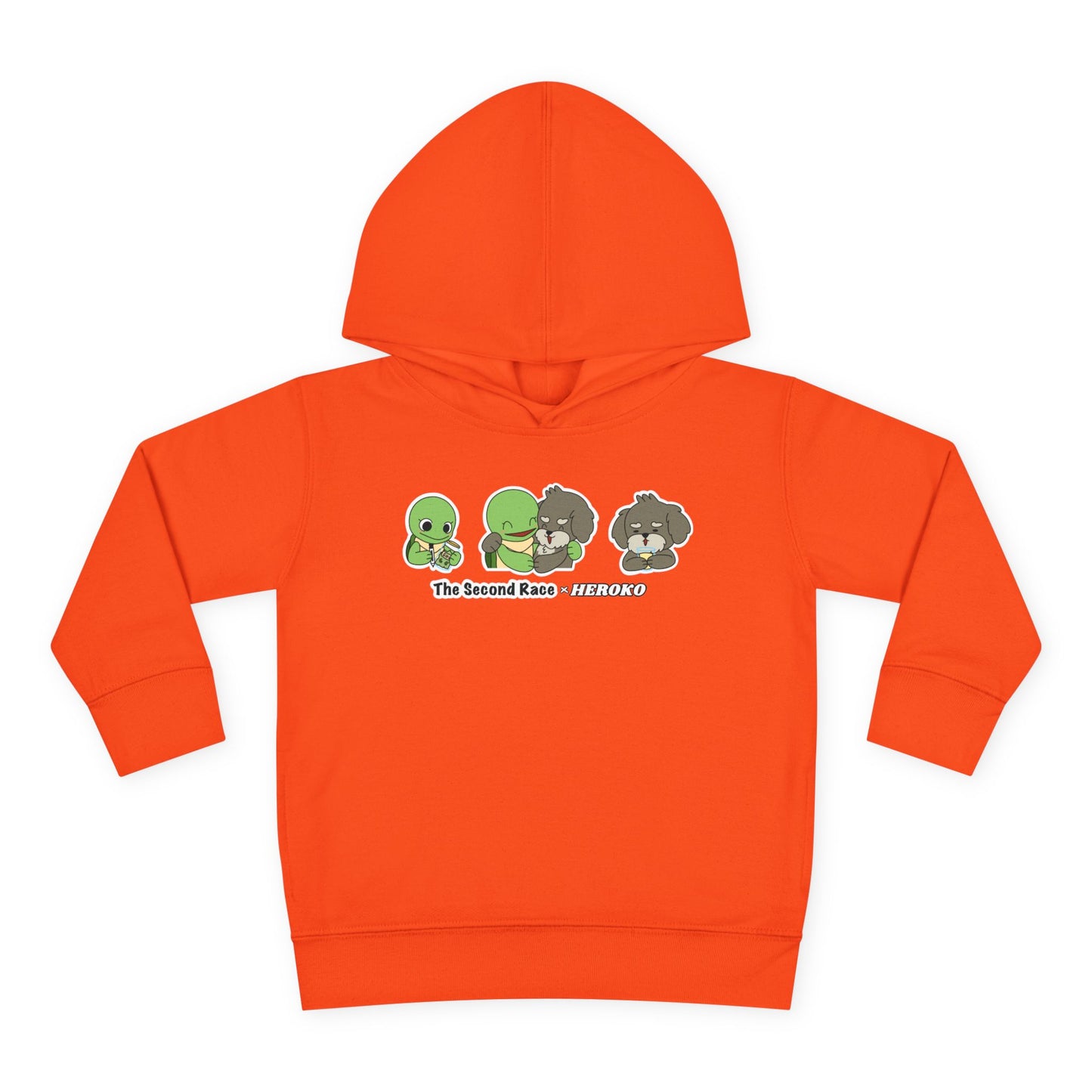 Toddler Hoodie — "The Second Race" Cute Turtle & Puppy Character Pullover