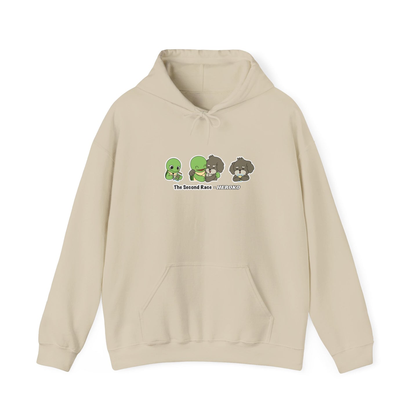 Adults Hoodie 'The Second Race' Turtle and Puppy Trio Sweatshirt