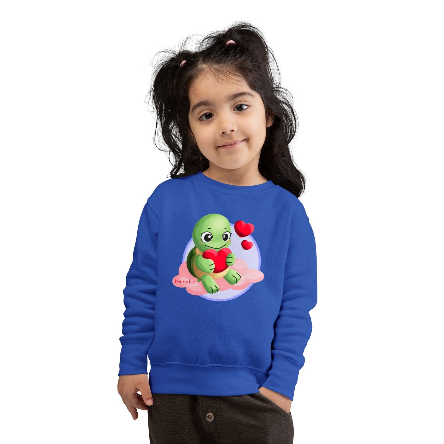 Toddler Sweatshirt  - Cute Turtle Valentine's Day Design