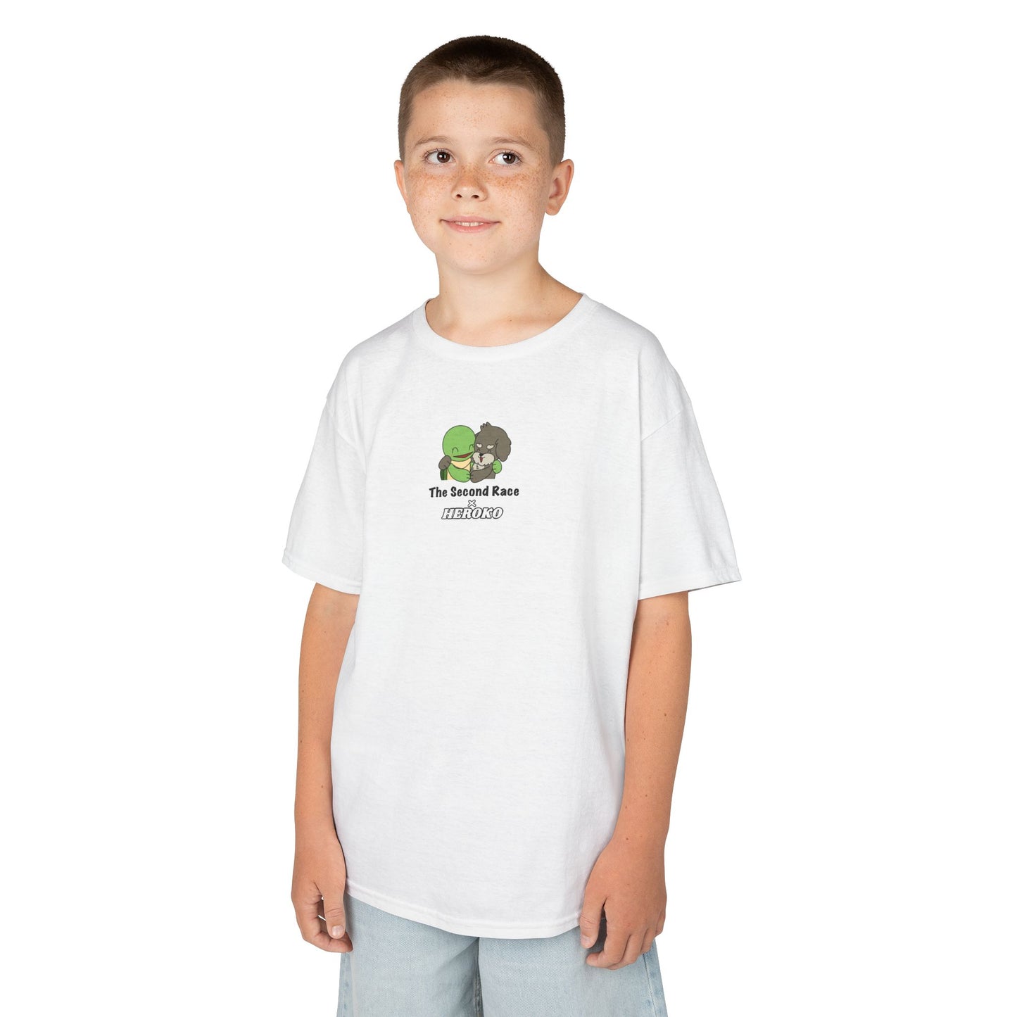Kids Tee -"The Second Race" Cute Turtle and Puppy Graphic Tee
