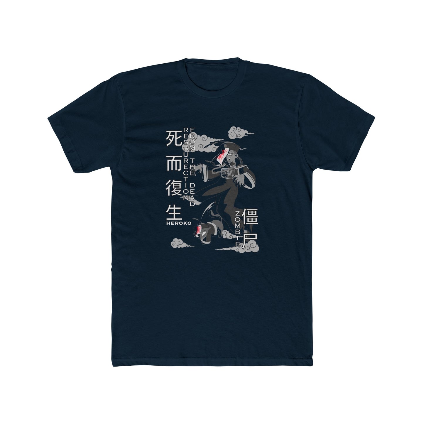 Spooky Unisex Tee, Chinese Ancient Zombies B&W Design