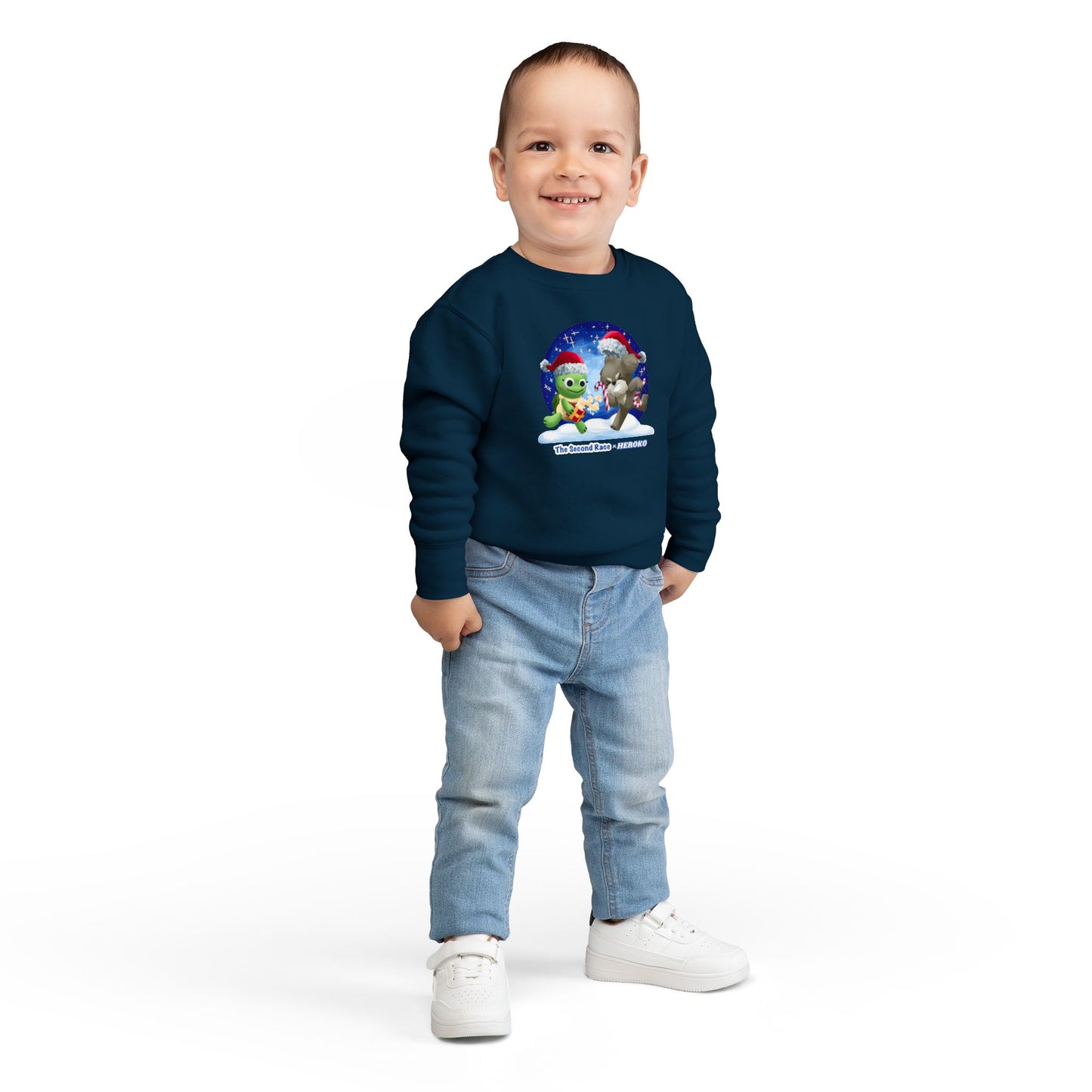 Toddler Sweatshirt - Cute Holiday Turtle & Puppy Friends Christmas Design