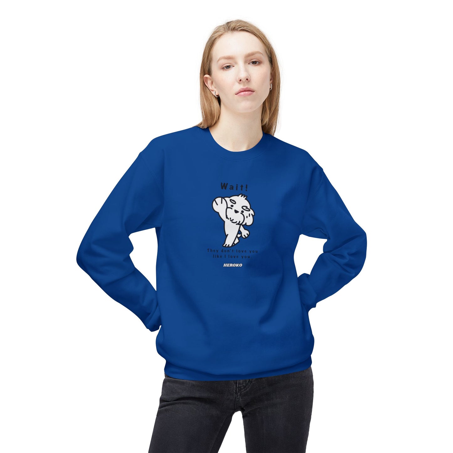 Adults WAIT! DOG MEME Fleece Crewneck Sweatshirt