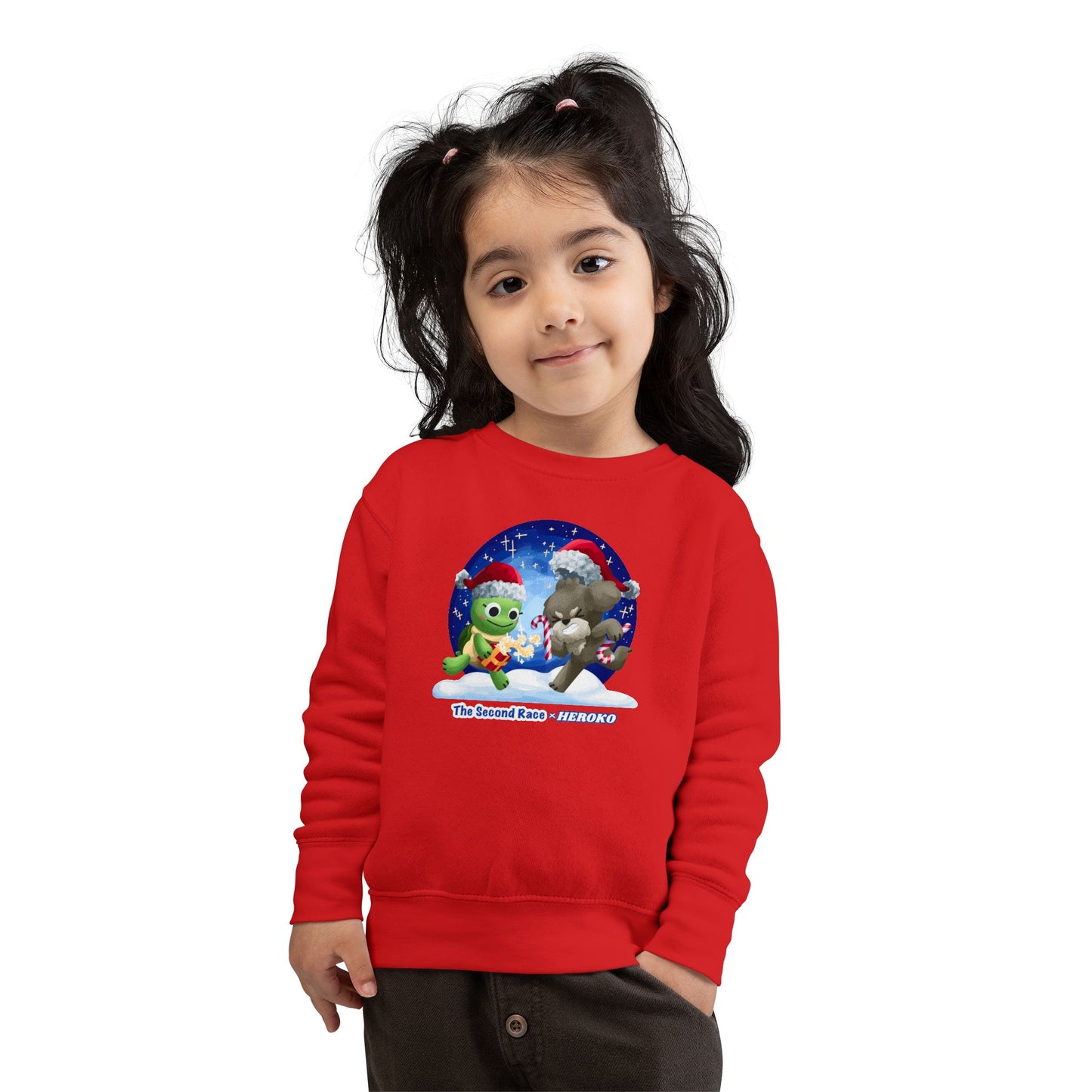 Toddler Sweatshirt - Cute Holiday Turtle & Puppy Friends Christmas Design