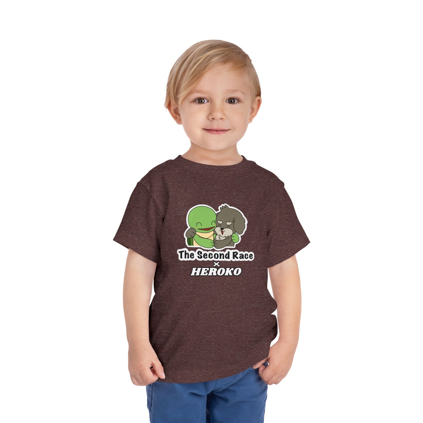Toddler Tee — Cute "The Second Race" Cartoon Turtle & Puppy Graphic