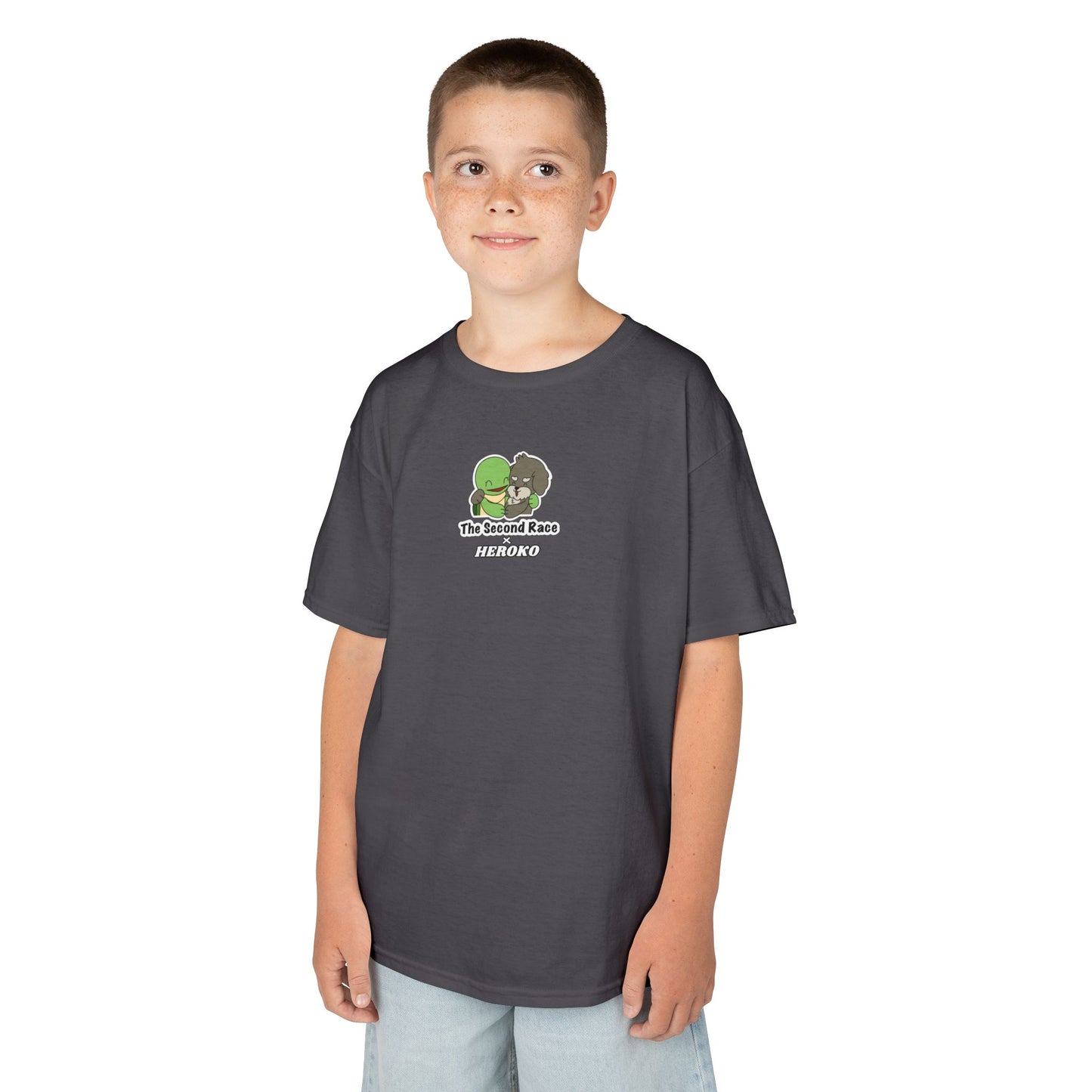 Kids Tee -"The Second Race" Cute Turtle and Puppy Graphic Tee