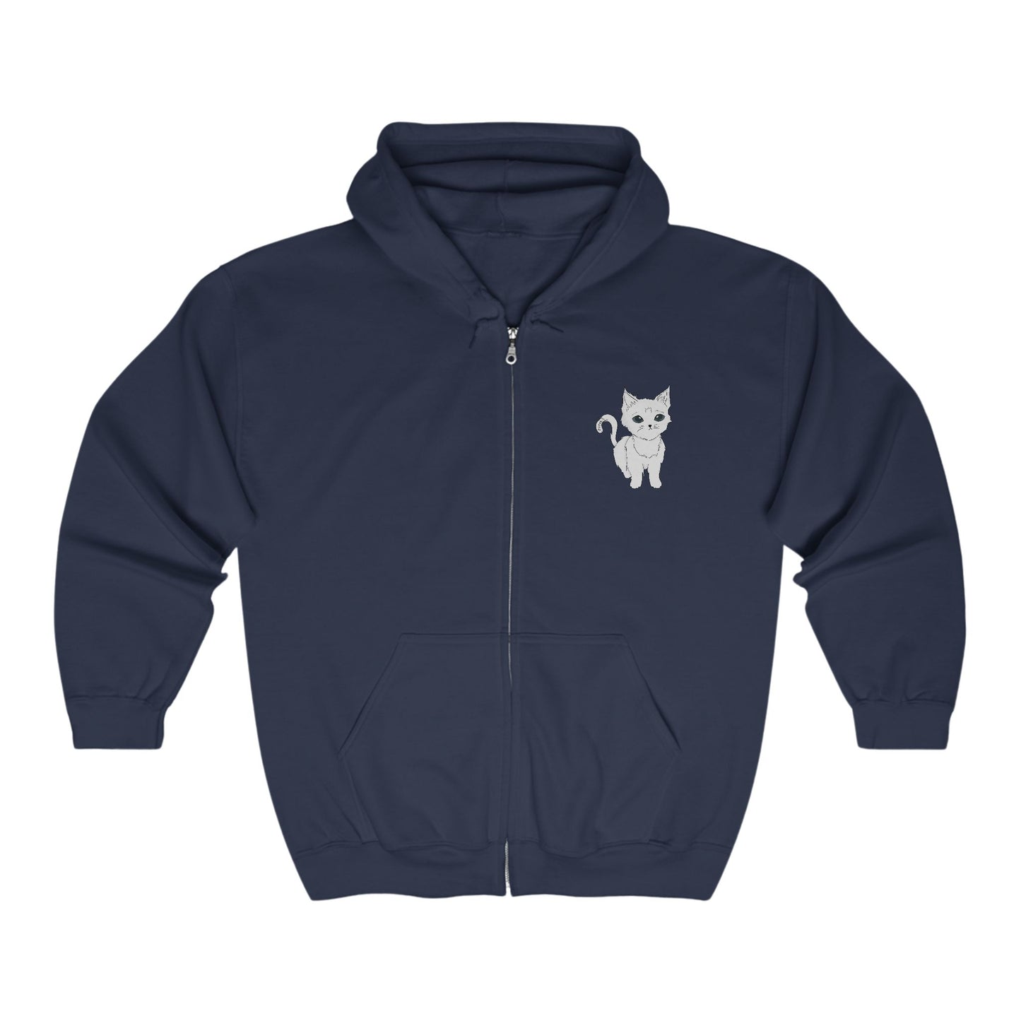 Adults WHITE CAT Full Zip Hoodies