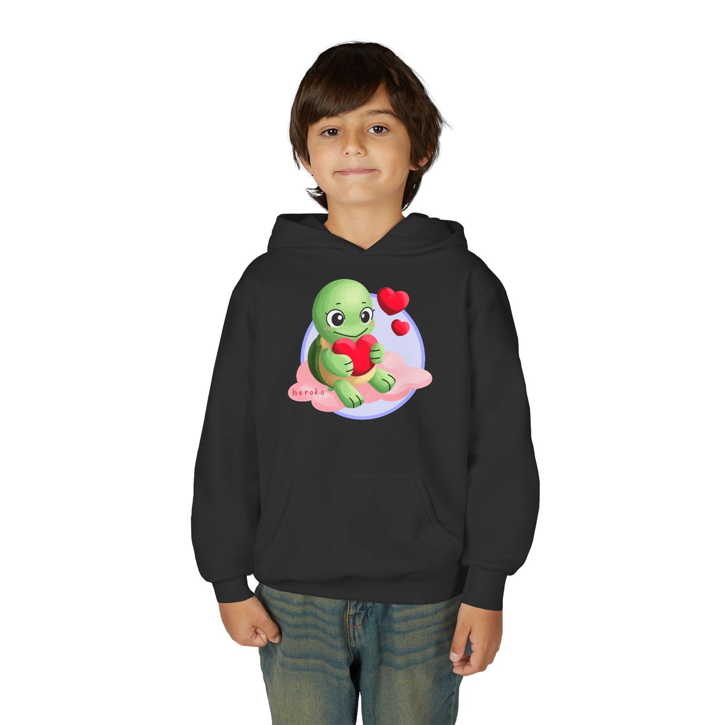 Kids Hoodie - Cute Turtle Valentine's Day Design