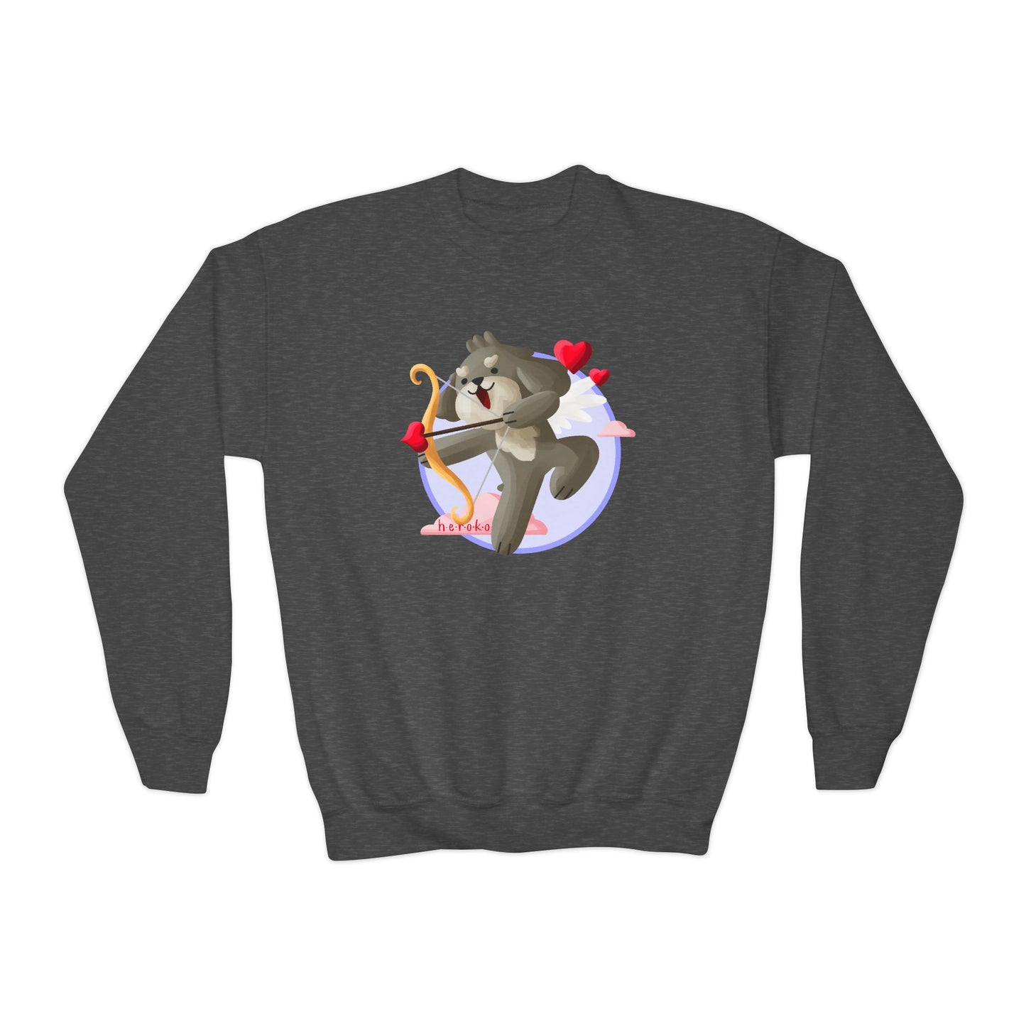 Kids Crewneck Sweatshirt  - Cute Dog Valentine's Day Design