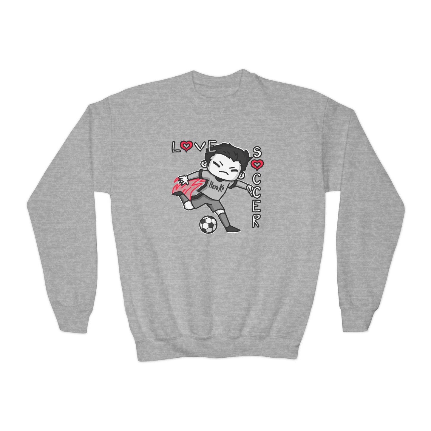 Youth BOYS LOVE SOCCER Crewneck Sweatshirt