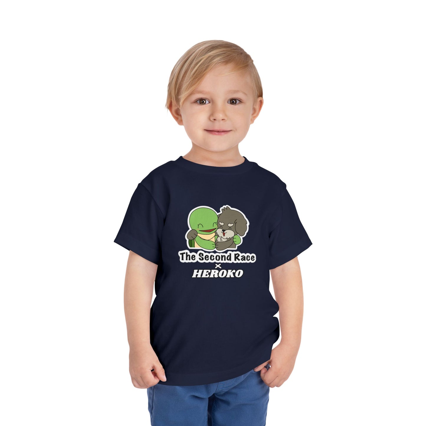 Toddler Tee — Cute "The Second Race" Cartoon Turtle & Puppy Graphic