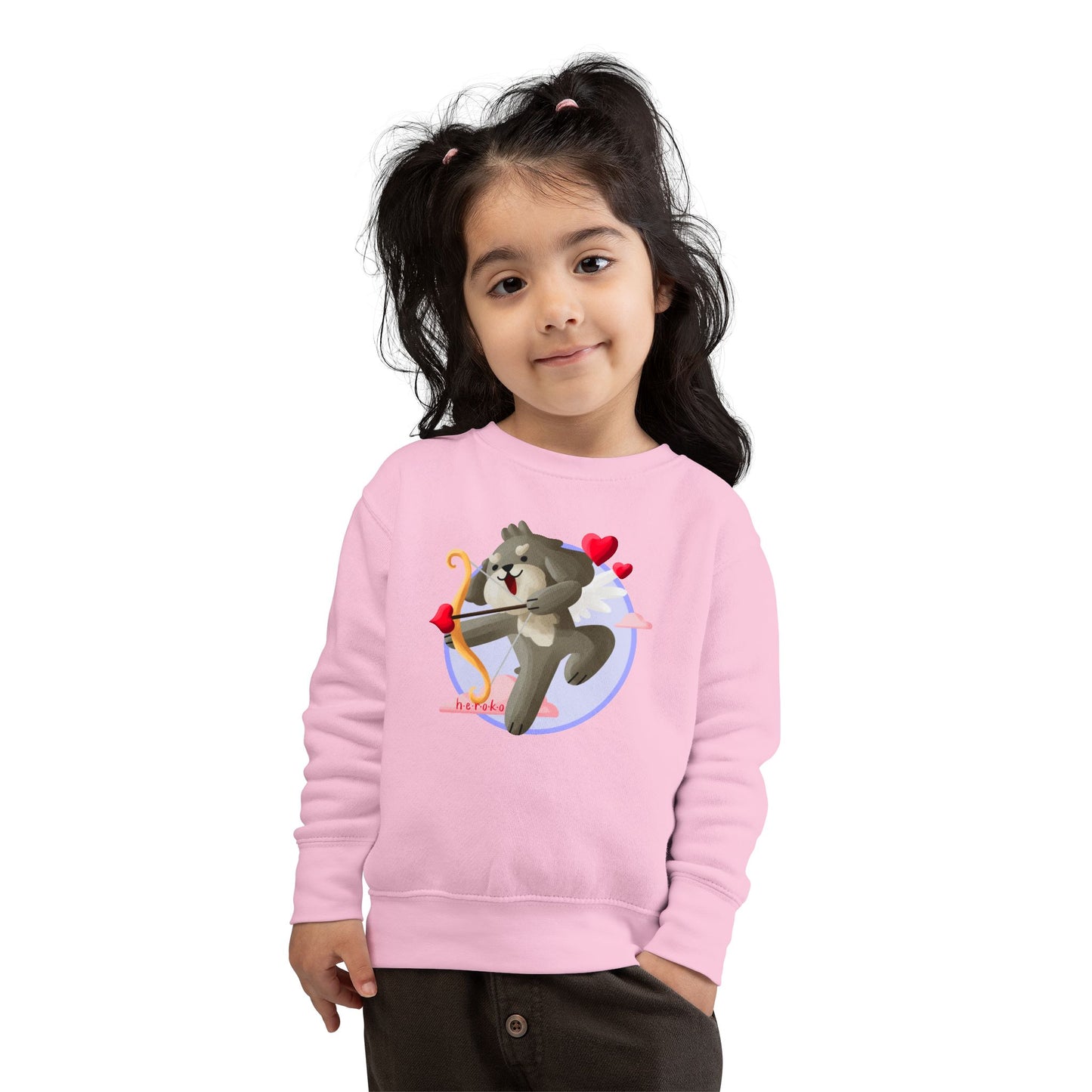 Toddler Sweatshirt  - Cute Dog Valentine's Day Design