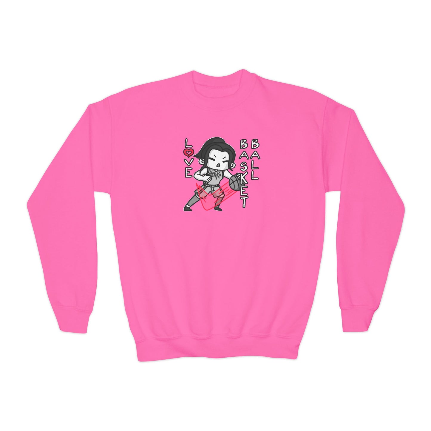 Youth GIRLS LOVE BASKETBALL Crewneck Sweatshirt