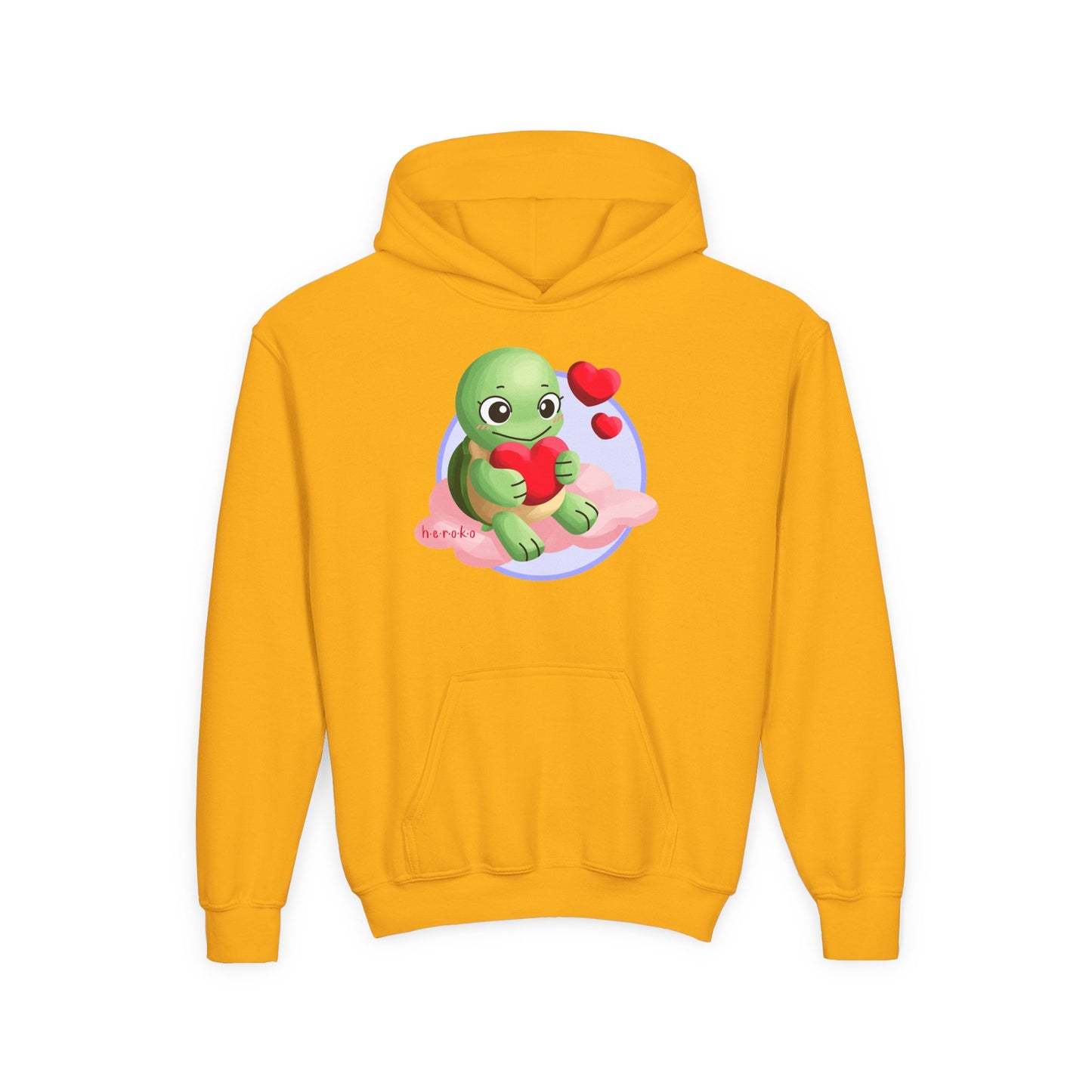 Kids Hoodie - Cute Turtle Valentine's Day Design