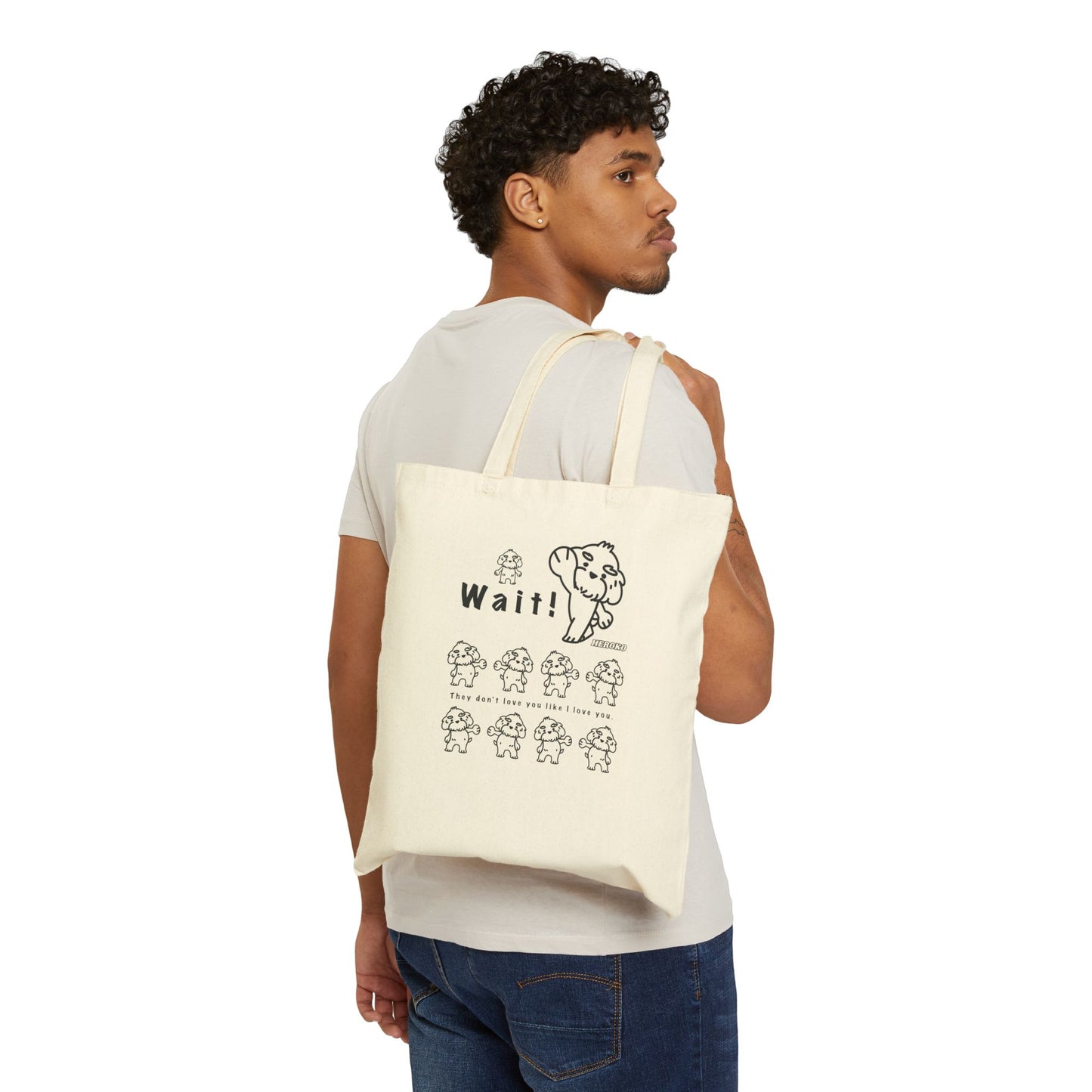 WAIT! DANCING DOG MEME Cotton Canvas Tote Bag