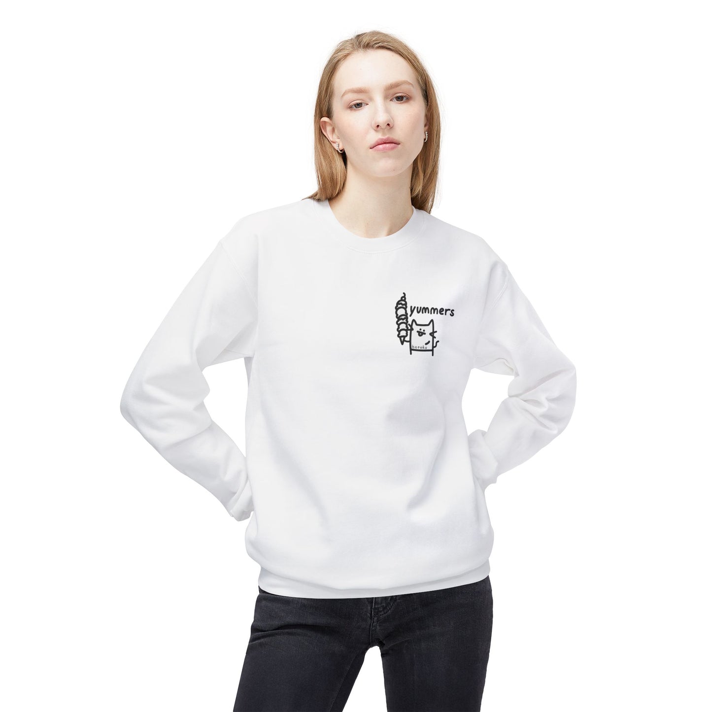 Adults CUTE CATS ‘YUMMERS’ Fleece Crewneck Sweatshirt