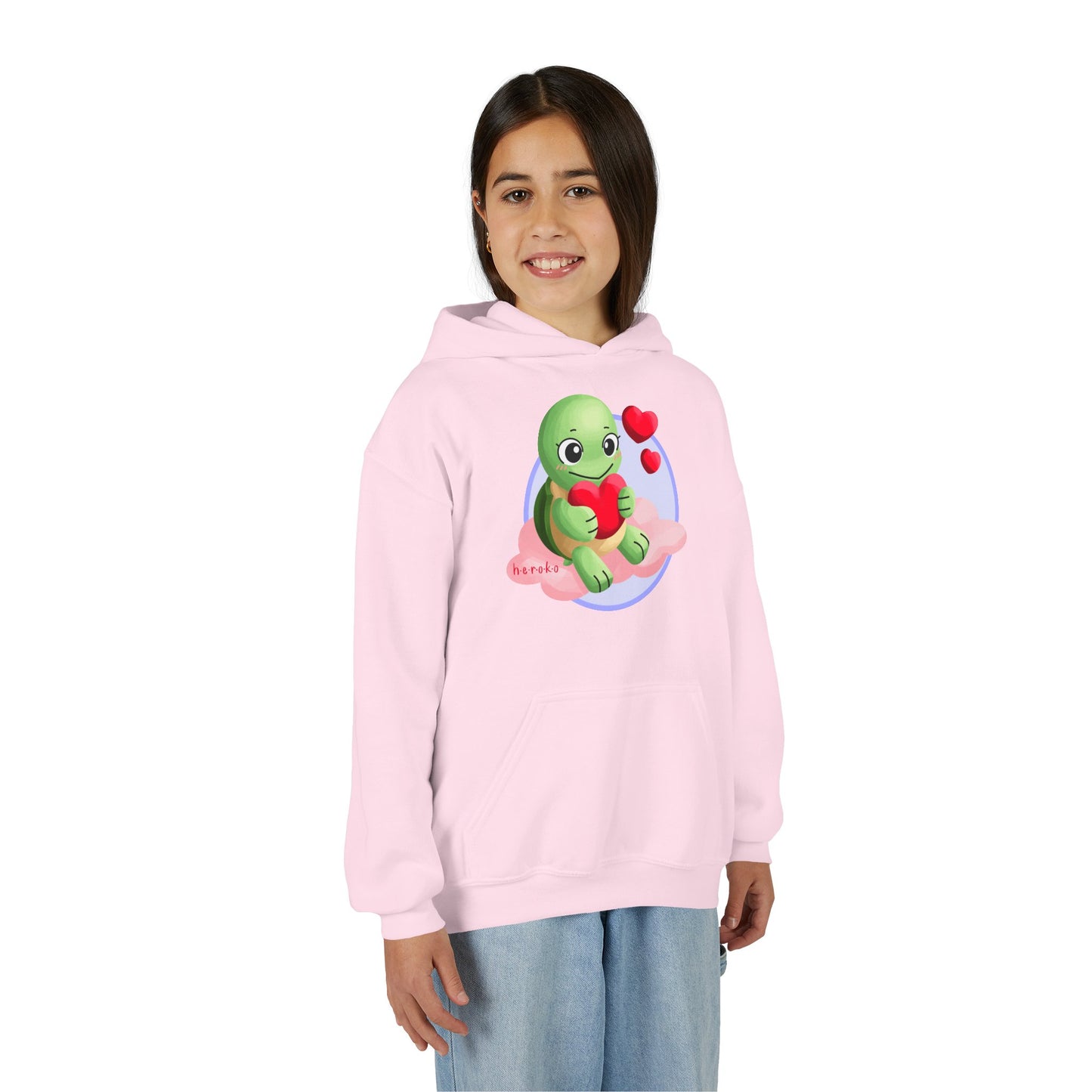Kids Hoodie - Cute Turtle Valentine's Day Design
