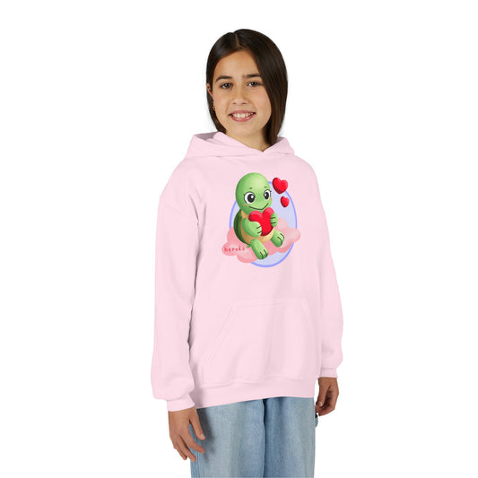 Kids Hoodie - Cute Turtle Valentine's Day Design