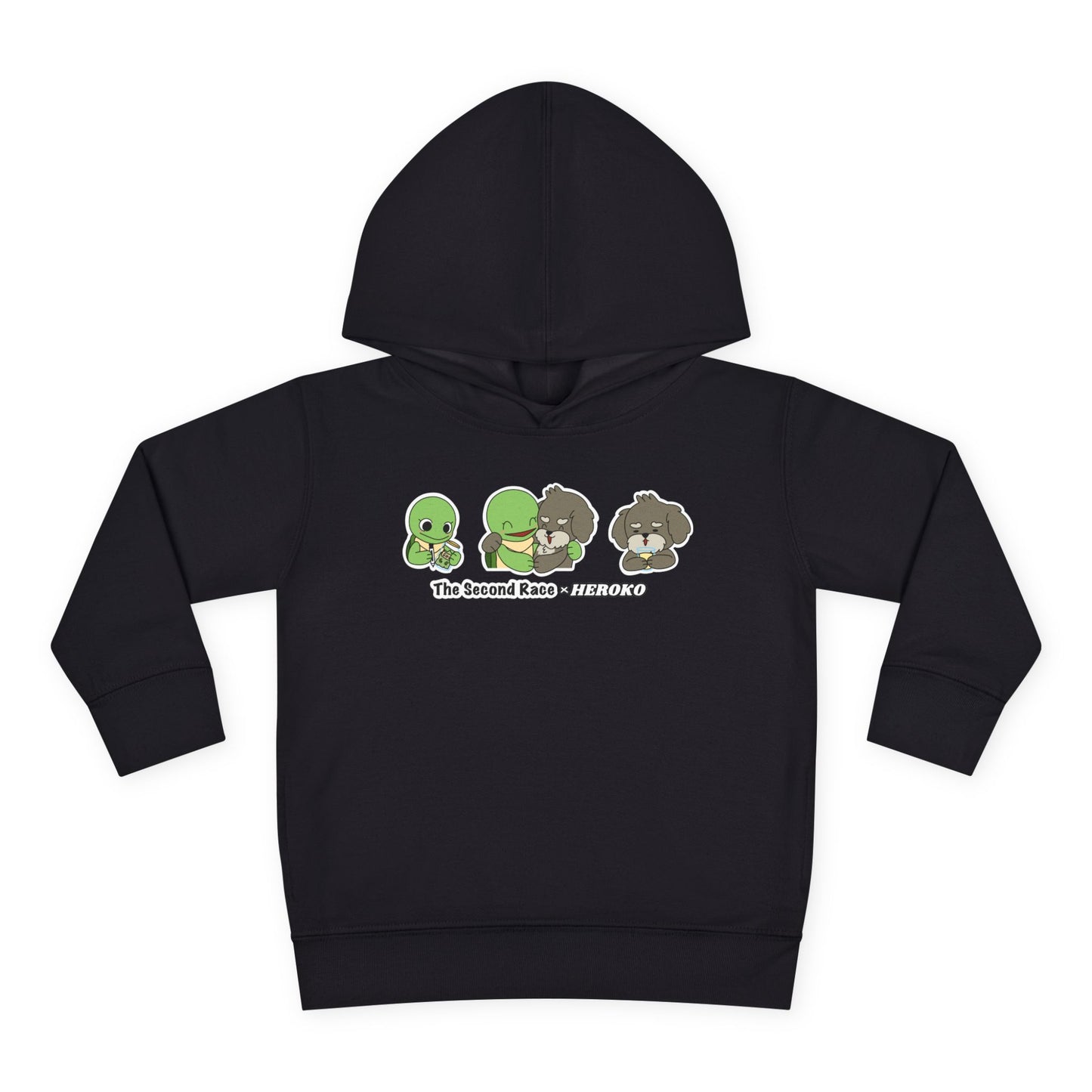 Toddler Hoodie — "The Second Race" Cute Turtle & Puppy Character Pullover
