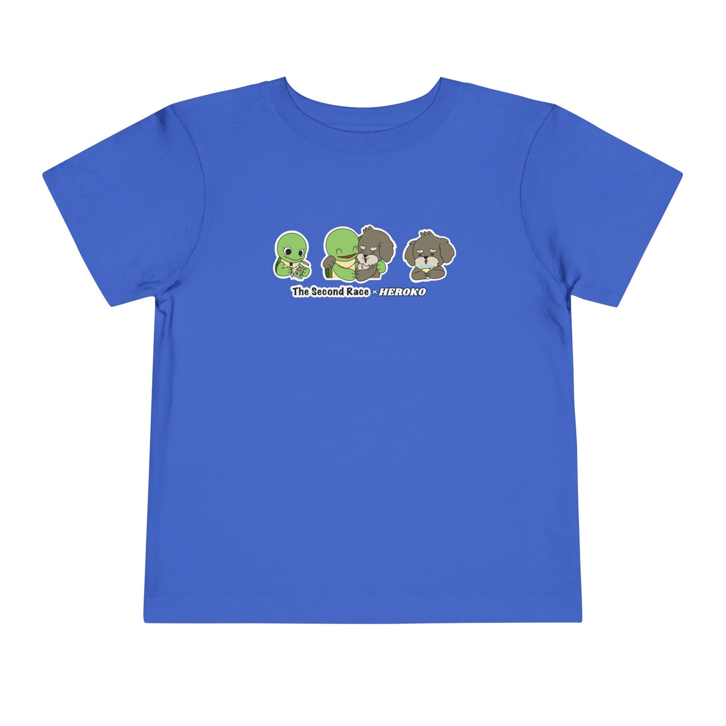 Toddler Tee — Cute Turtle and Dog Character Trio "The Second Race"