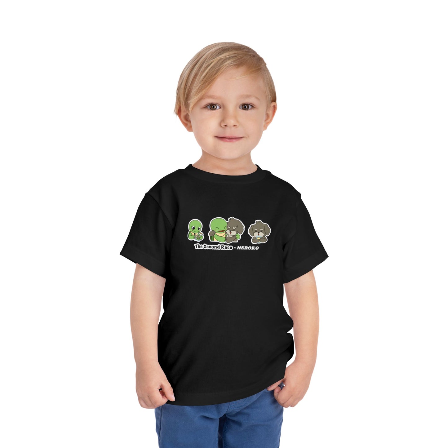 Toddler Tee — Cute Turtle and Dog Character Trio "The Second Race"