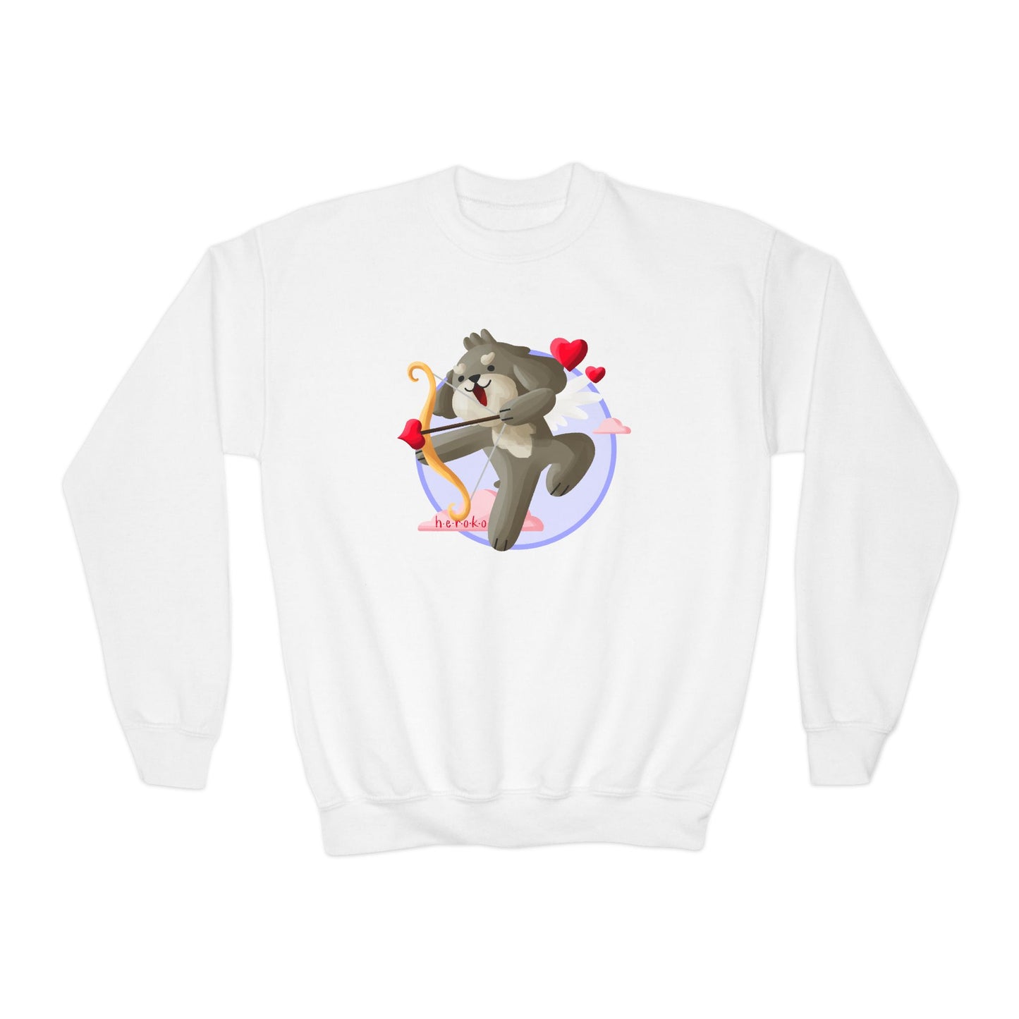 Kids Crewneck Sweatshirt  - Cute Dog Valentine's Day Design