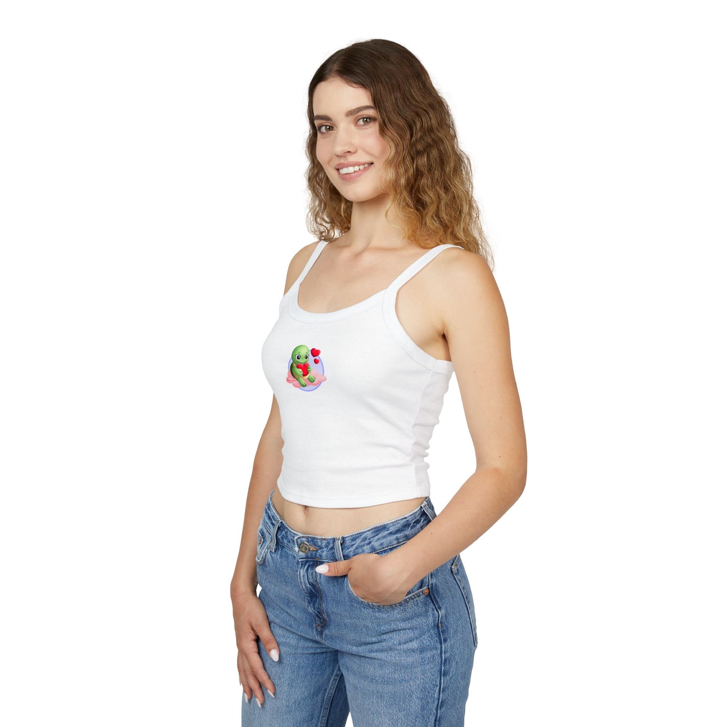 Women's Spaghetti Strap Tank Top, Cute Turtle Valentine's Day Design