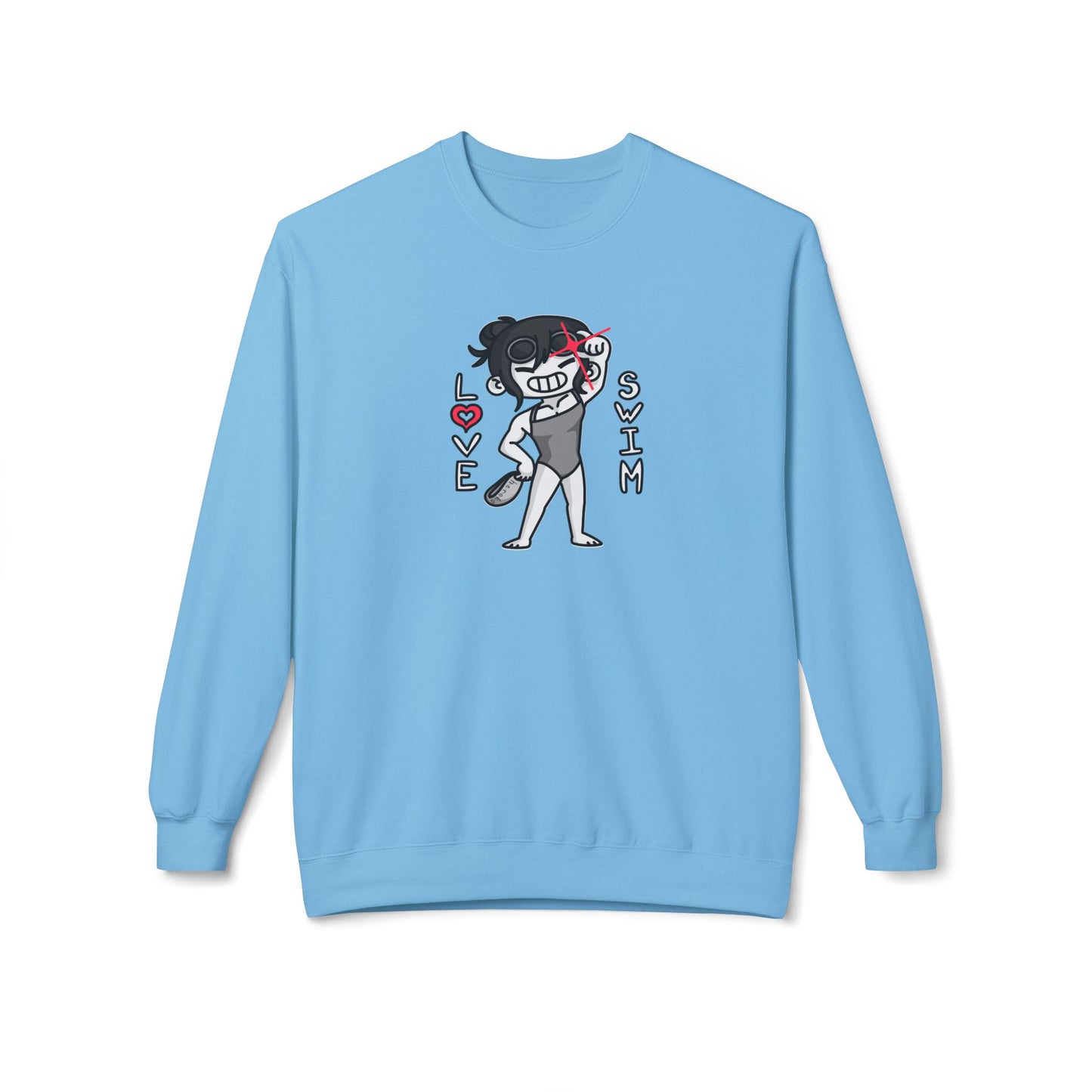 Adults GIRLS LOVE SWIM Fleece Crewneck Sweatshirt