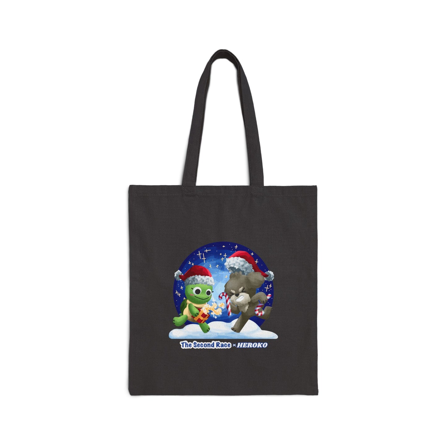 Canvas Holiday Tote Bag - Turtle and Dog Snow Globe Design, Perfect Pair with The Second Race Book, Ideal Gift for Teaching Financial Literacy
