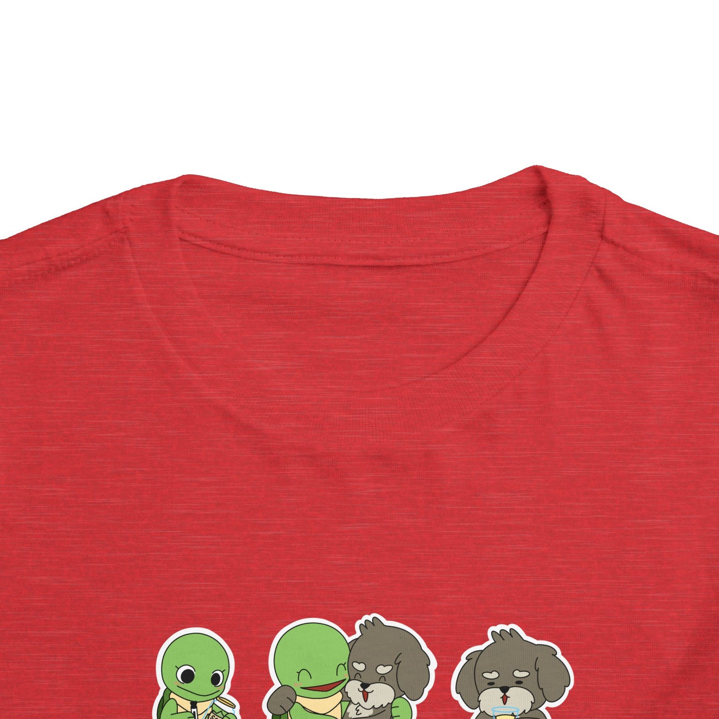 Toddler Tee — Cute Turtle and Dog Character Trio "The Second Race"