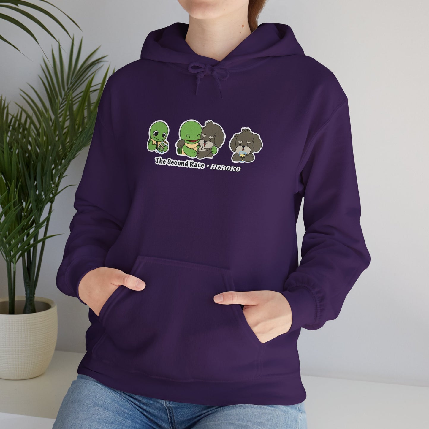 Adults Hoodie 'The Second Race' Turtle and Puppy Trio Sweatshirt