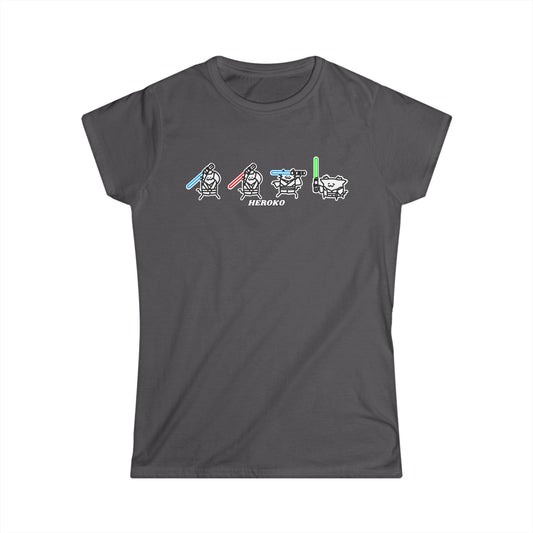 Slim Fit Tee - Cute Jedi Cats B&W Design