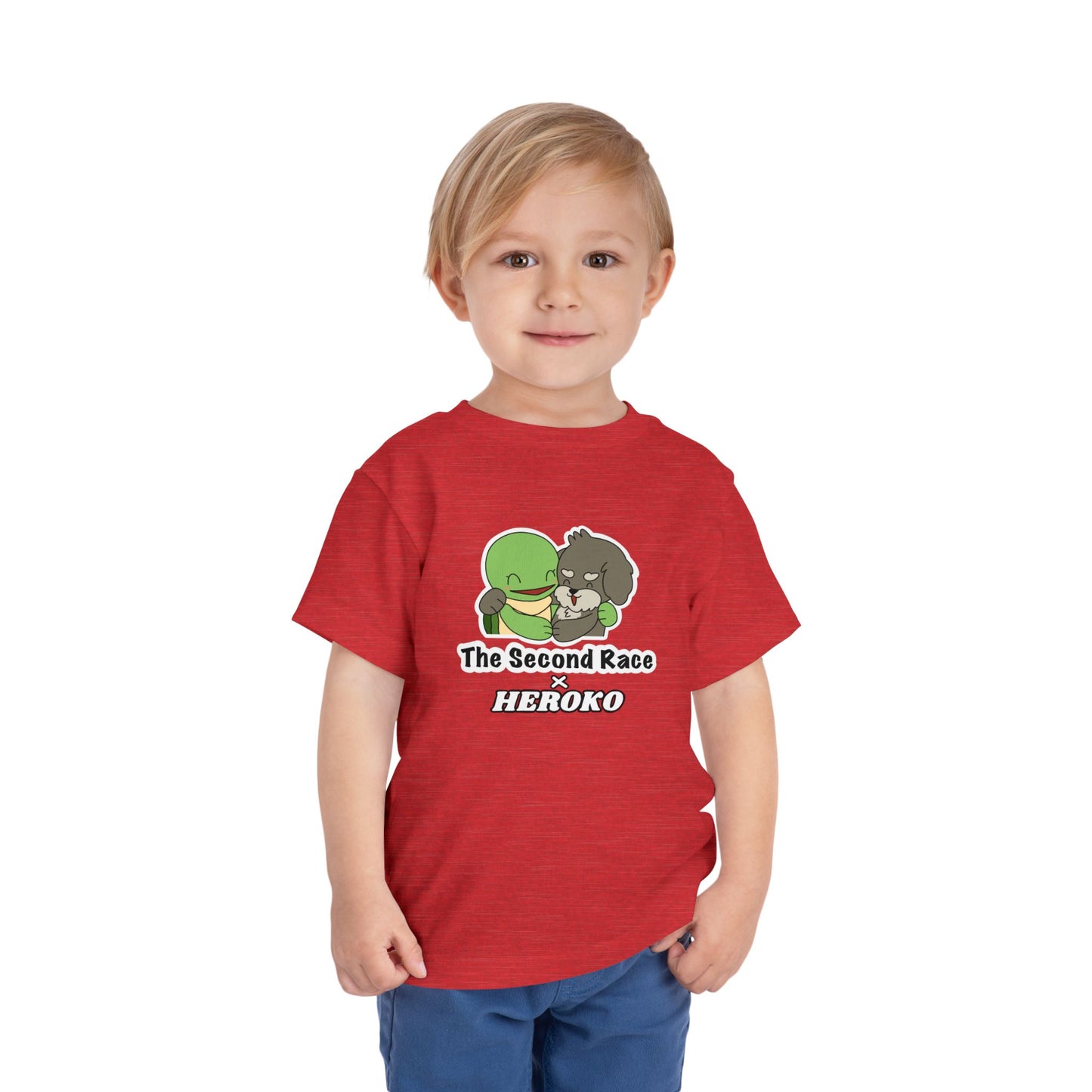 Toddler Tee — Cute "The Second Race" Cartoon Turtle & Puppy Graphic