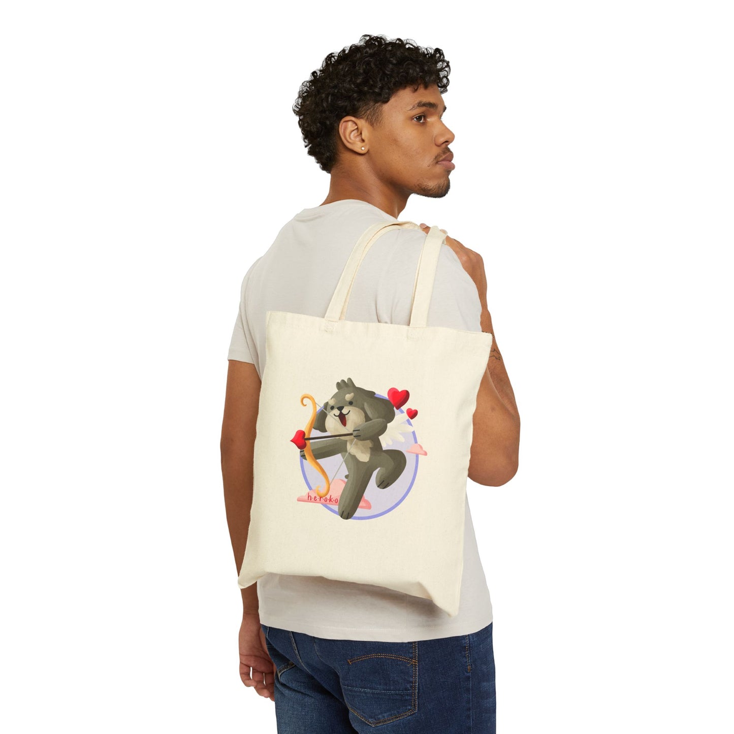 Canvas Tote Bag - Cute Dog Valentine's Day Design