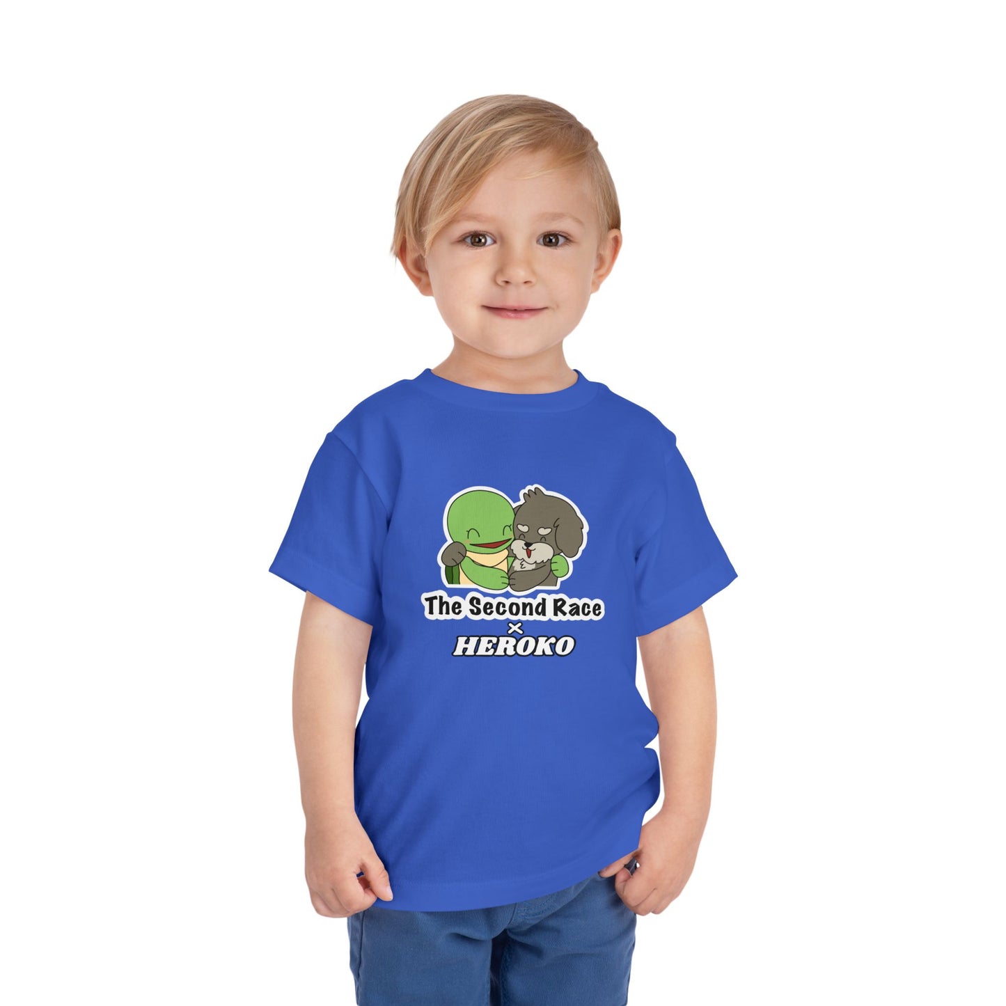 Toddler Tee — Cute "The Second Race" Cartoon Turtle & Puppy Graphic