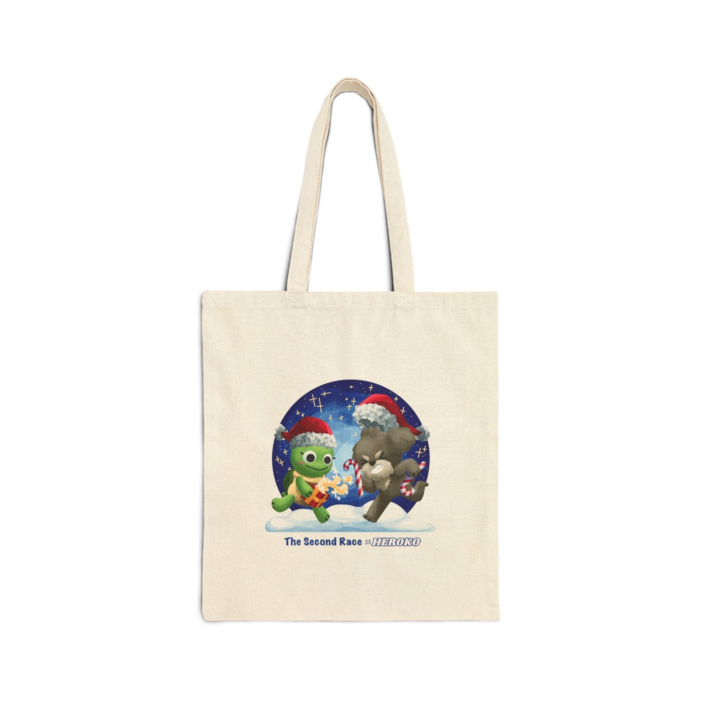Canvas Holiday Tote Bag - Turtle and Dog Snow Globe Design, Perfect Pair with The Second Race Book, Ideal Gift for Teaching Financial Literacy