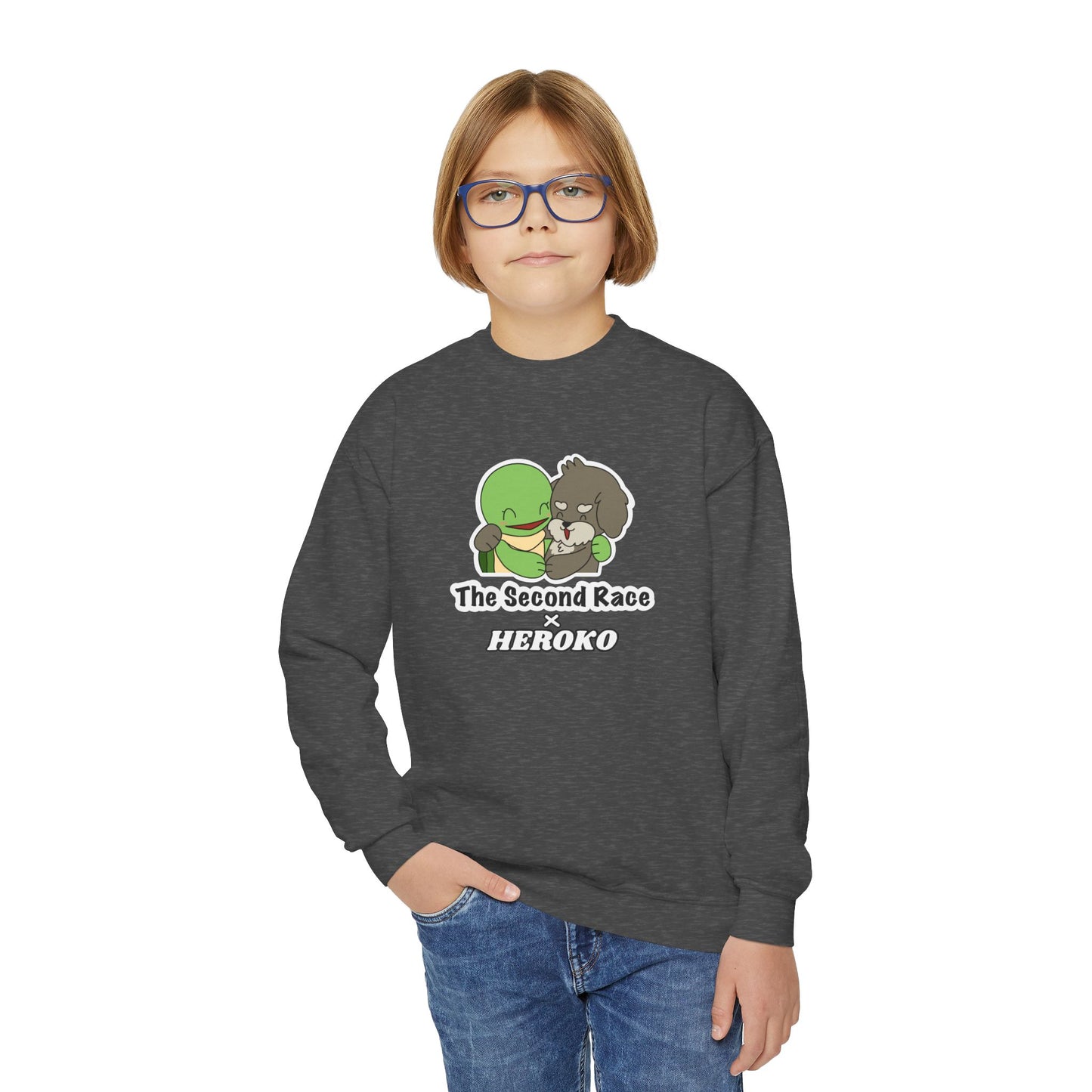 Kids Hugging Turtle & Puppy Crewneck Sweatshirt — The Second Race