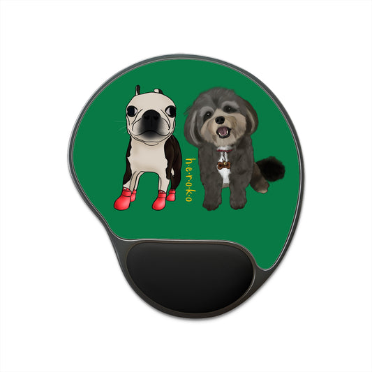 Heroko (IYP) TWO DOGS DARK GREEN Mouse Pad With Wrist Rest -ANIMALS