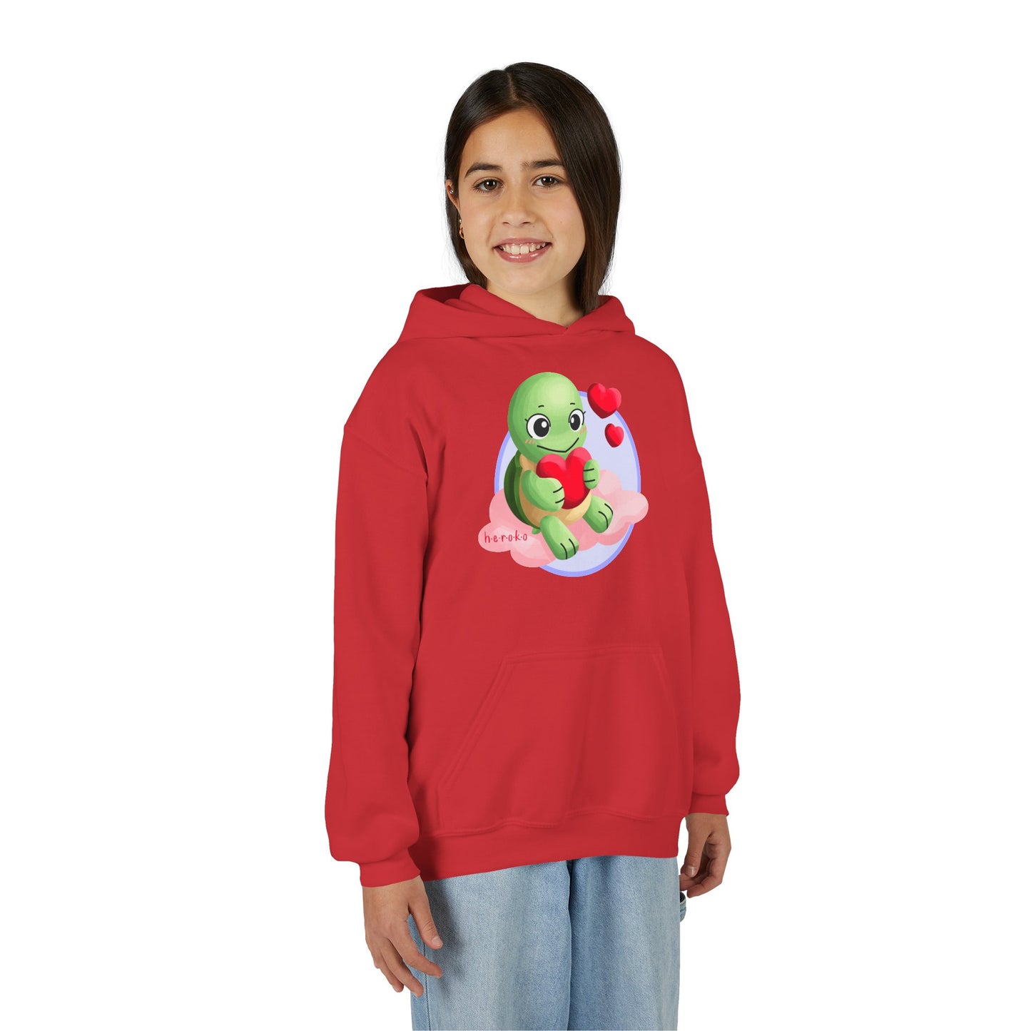 Kids Hoodie - Cute Turtle Valentine's Day Design