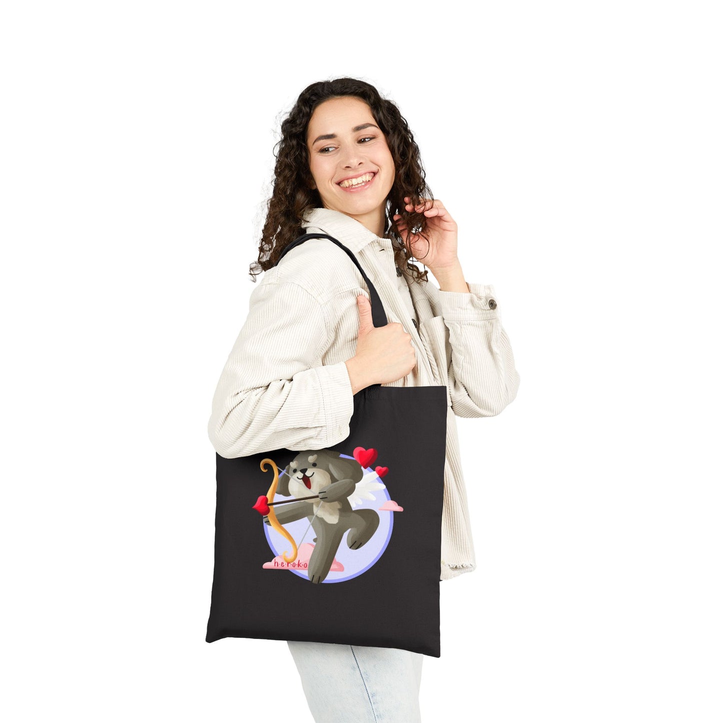 Canvas Tote Bag - Cute Dog Valentine's Day Design