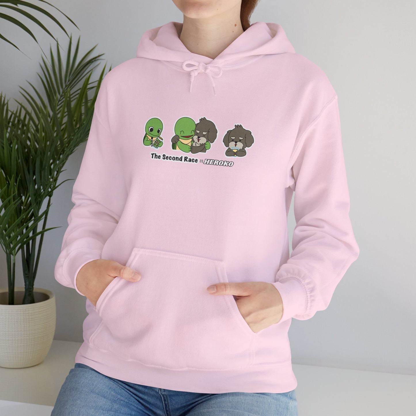 Adults Hoodie 'The Second Race' Turtle and Puppy Trio Sweatshirt