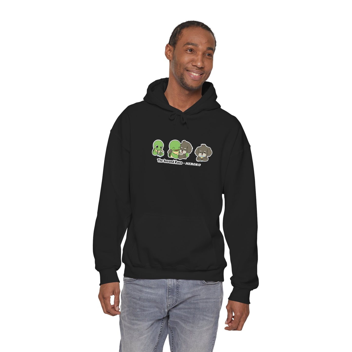 Adults Hoodie 'The Second Race' Turtle and Puppy Trio Sweatshirt