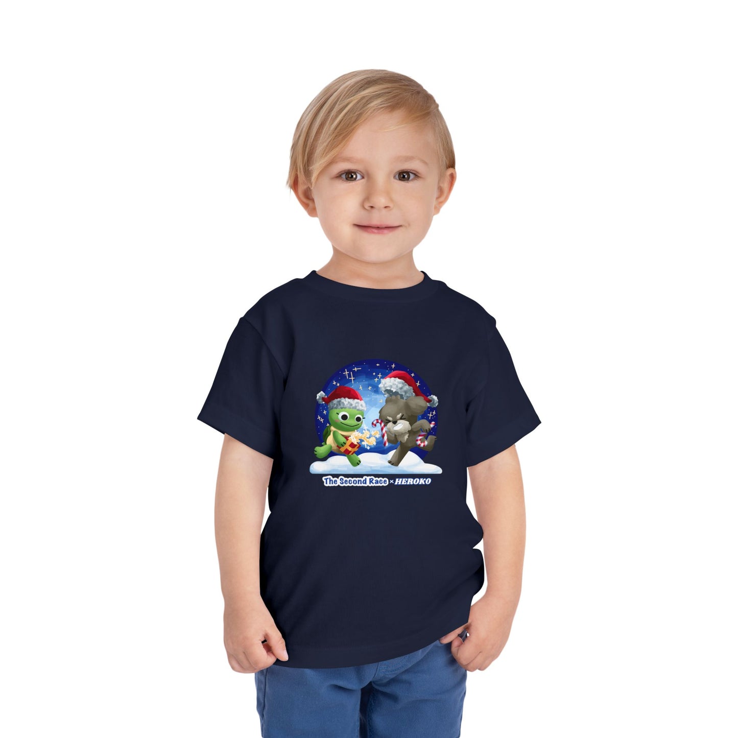 Toddler Tee - Cute Christmas Turtle & Puppy in a Snow Globe Holiday Design