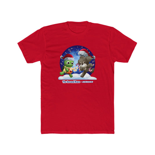 Graphic Tee for Adults - "The Second Race" Book Turtle & Puppy, Snow Globe Christmas Design