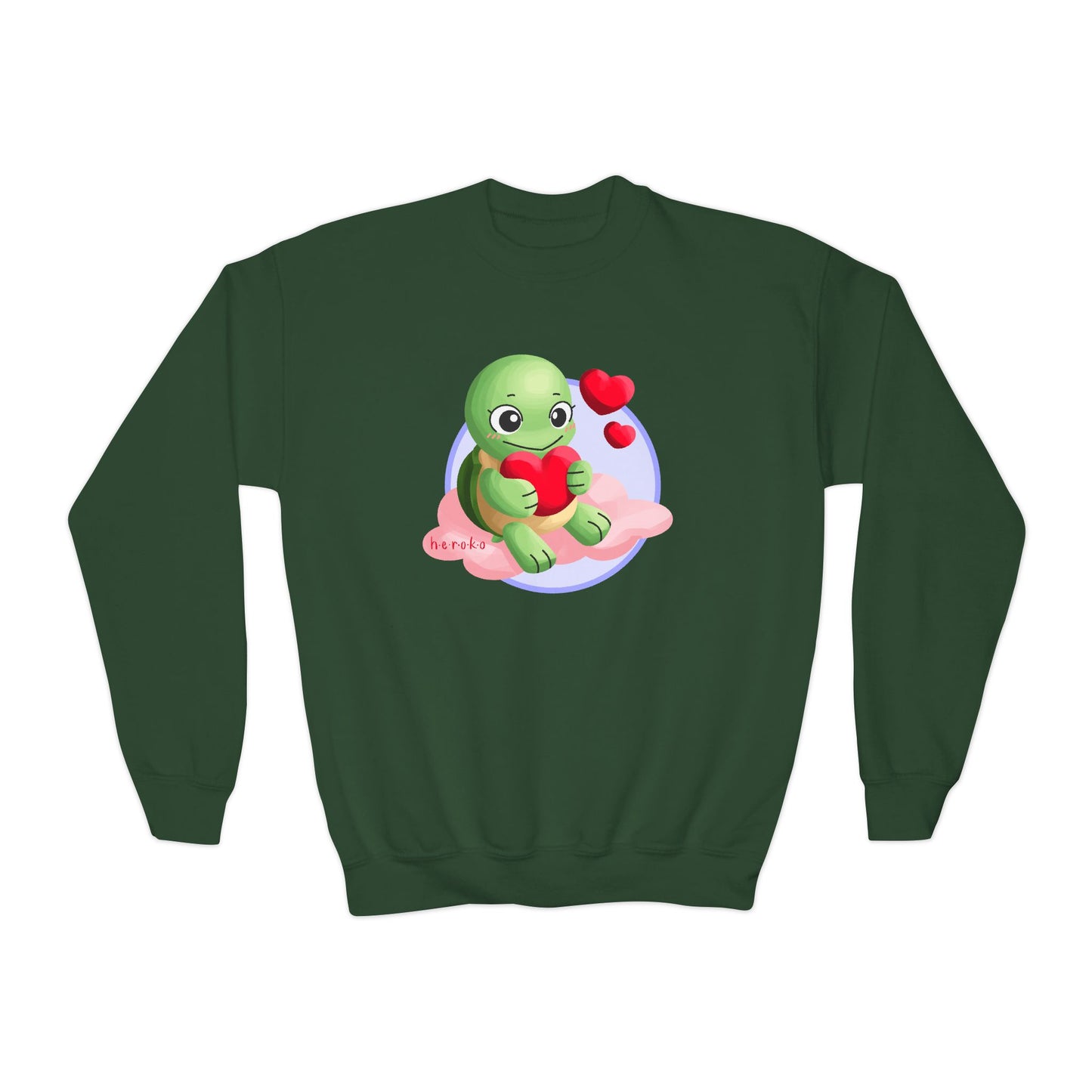 Kids Crewneck Sweatshirt  - Cute Turtle Valentine's Day Design